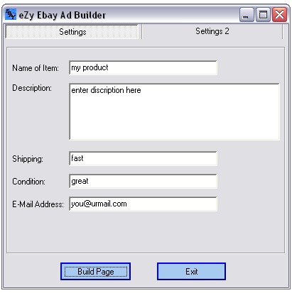 Screenshot of eZy Ebay Ad builder