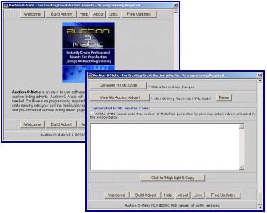 screen shots of Auction-O-Matic